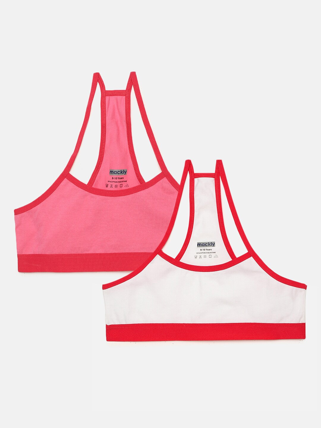 

mackly Pack Of 2 Cotton Medium Support All Day Comfort Full Coverage Seamless Slip-On Bra, Pink