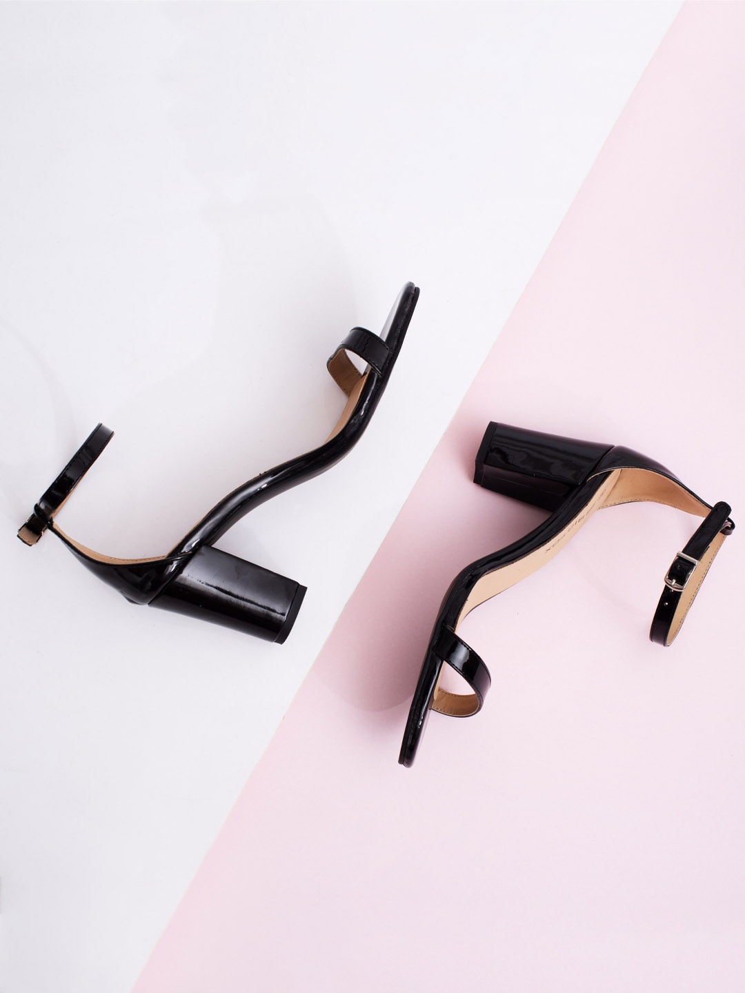

Big Fox Women Peep Toes Block Heels, Black