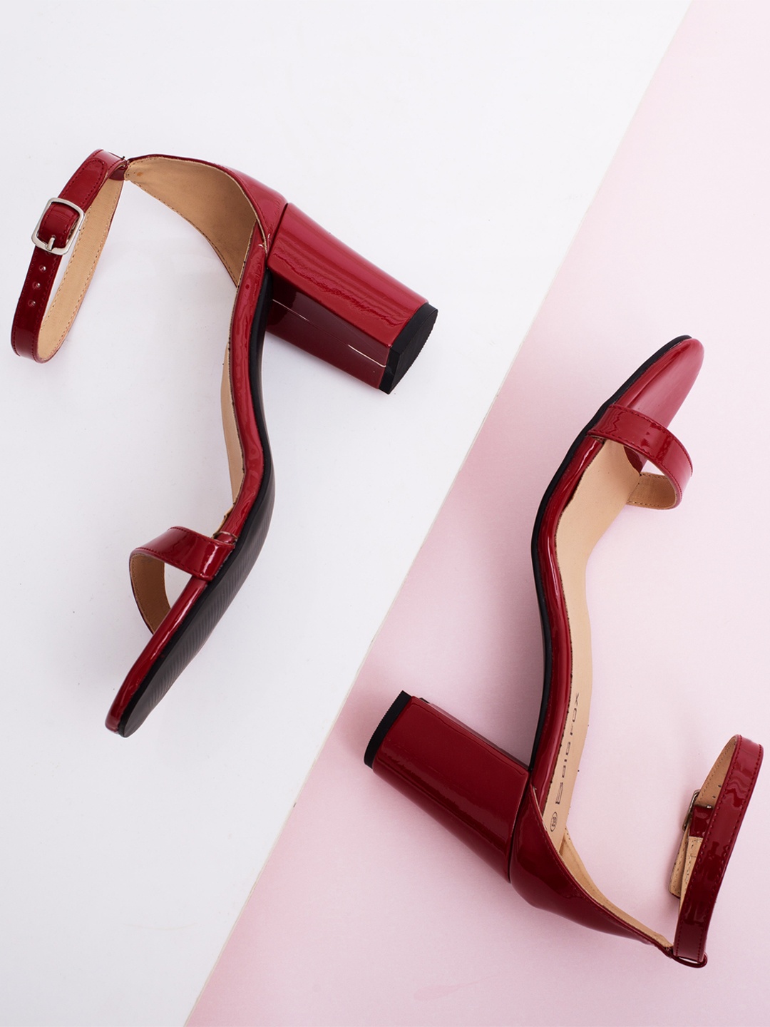 

Big Fox Women Peep Toes Block Heels, Red
