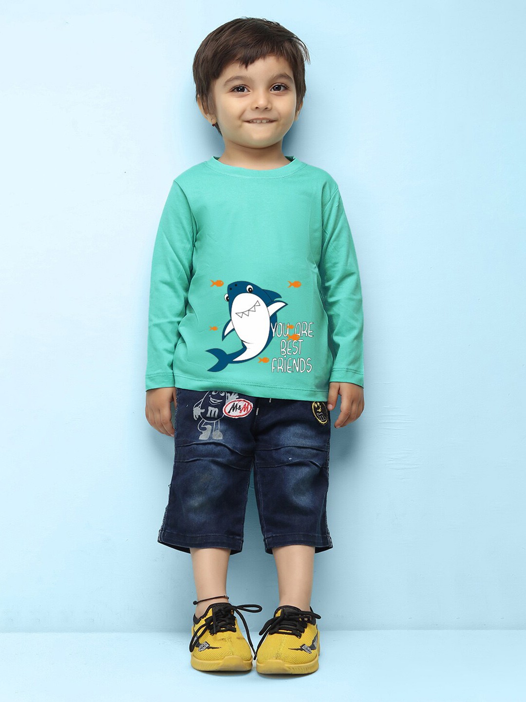 

NUSYL infants Kids Graphic Printed Pure Cotton T-shirt, Sea green
