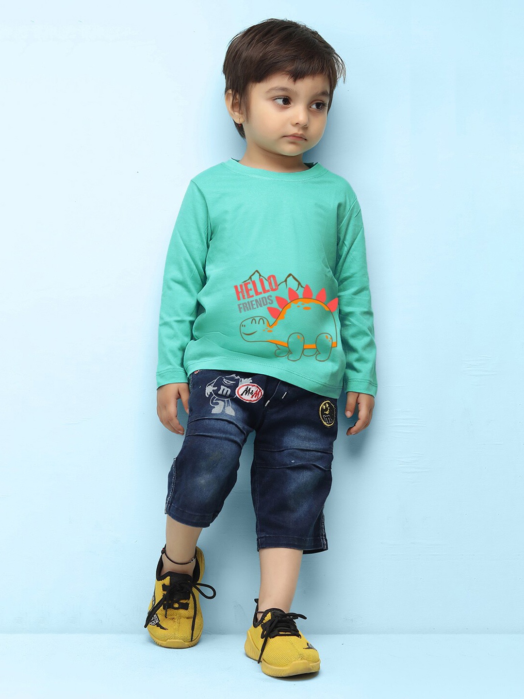 

NUSYL infants Kids Graphic Printed Pure Cotton T-shirt, Sea green