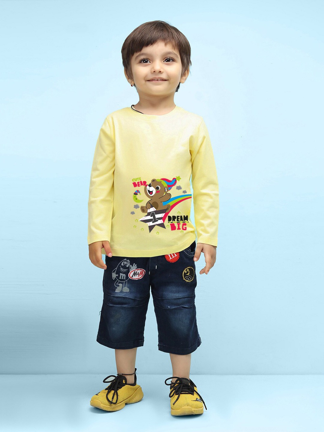 

NUSYL Kids Graphic Printed Pure Cotton T-shirt, Yellow