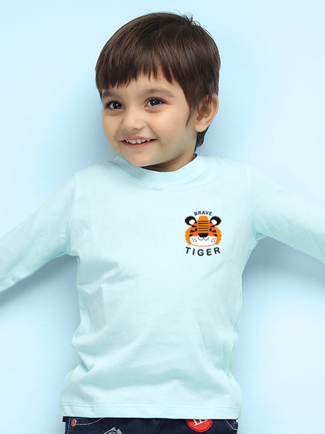 

NUSYL Kids Round Neck Pure Cotton T-shirt, Blue