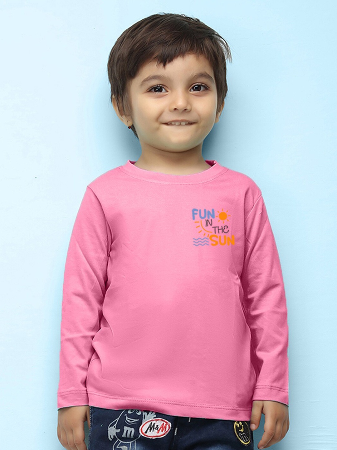 

NUSYL Infant Kids Typography Printed Long Sleeves Pure Cotton T-shirt, Pink