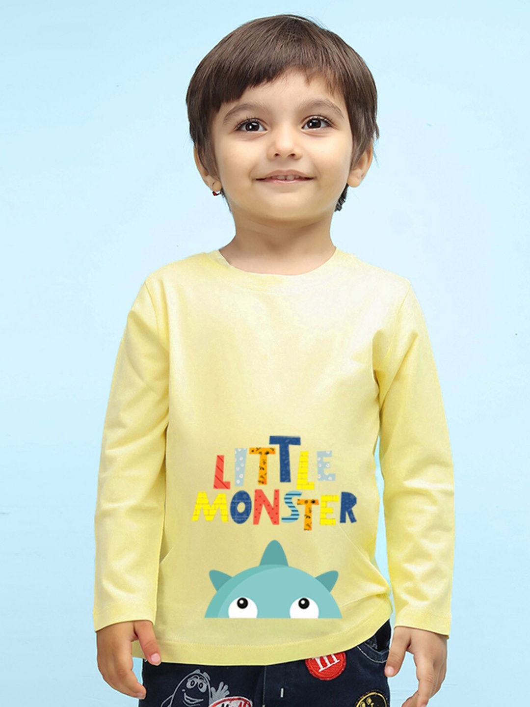 

NUSYL Kids Typography Printed Pure Cotton T-shirt, Yellow