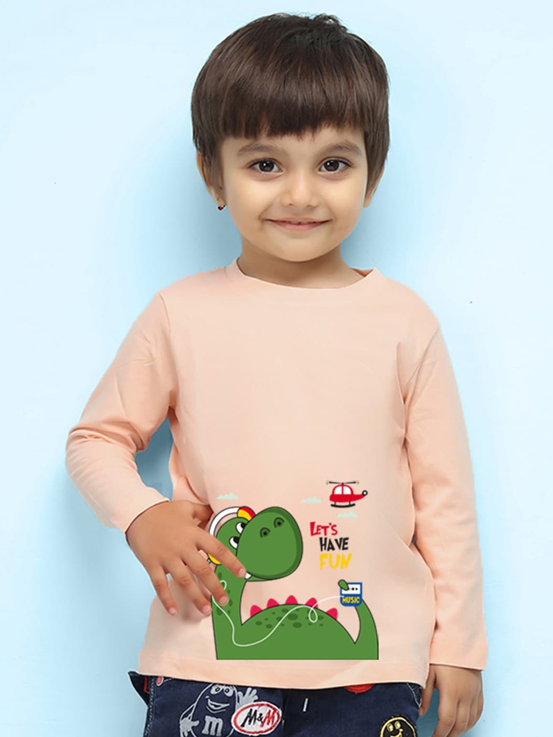 

NUSYL Kids Graphic Printed Pure Cotton T-shirt, Peach