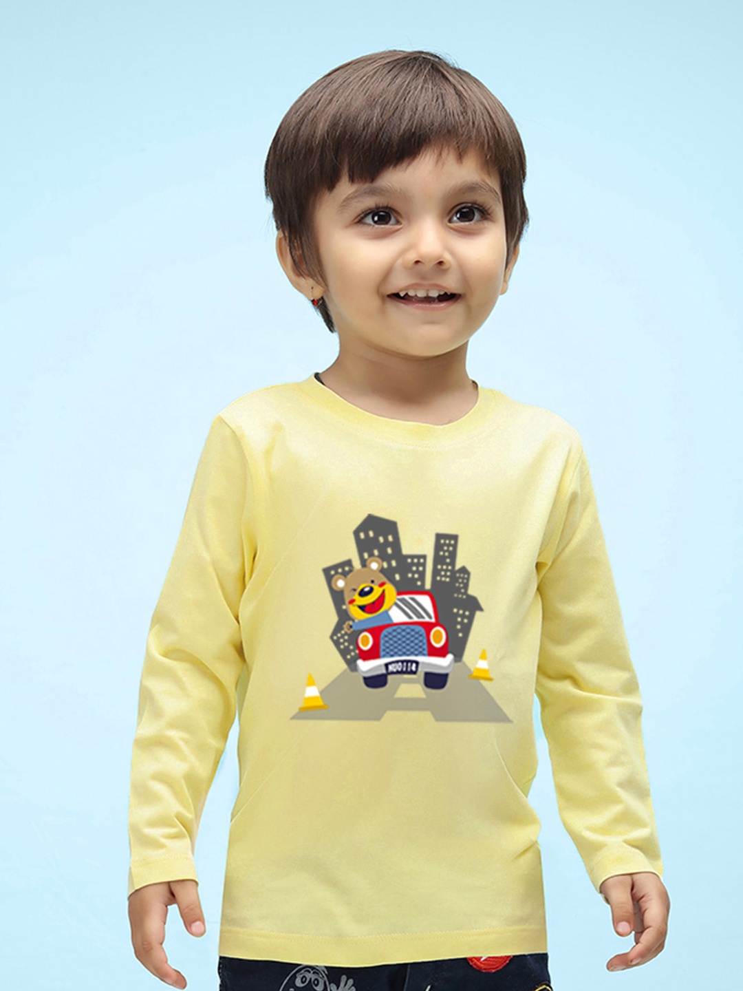 

NUSYL Boys Graphic Printed Pure Cotton T-shirt, Yellow