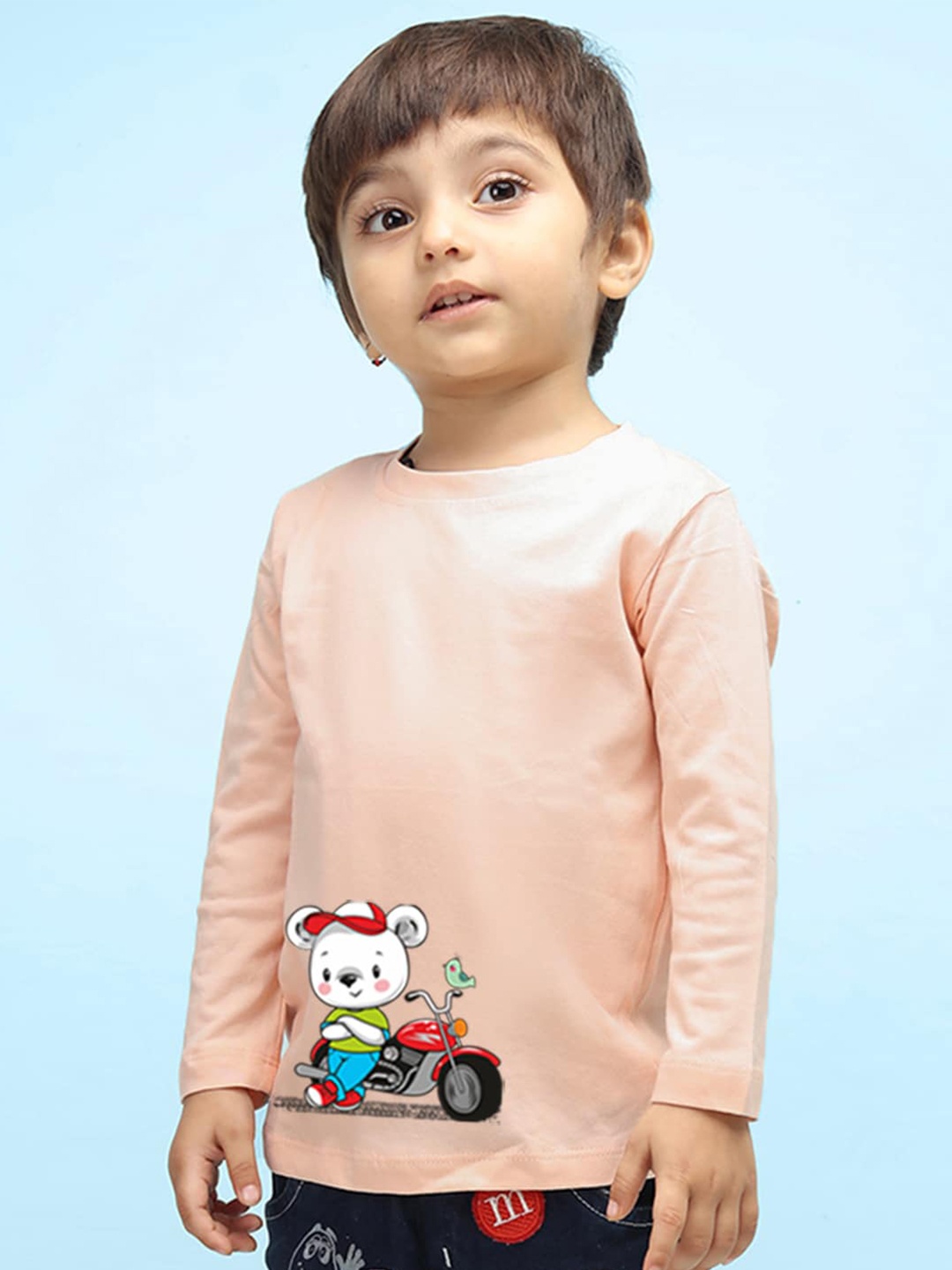 

NUSYL Kids Graphic Printed Pure Cotton T-shirt, Peach