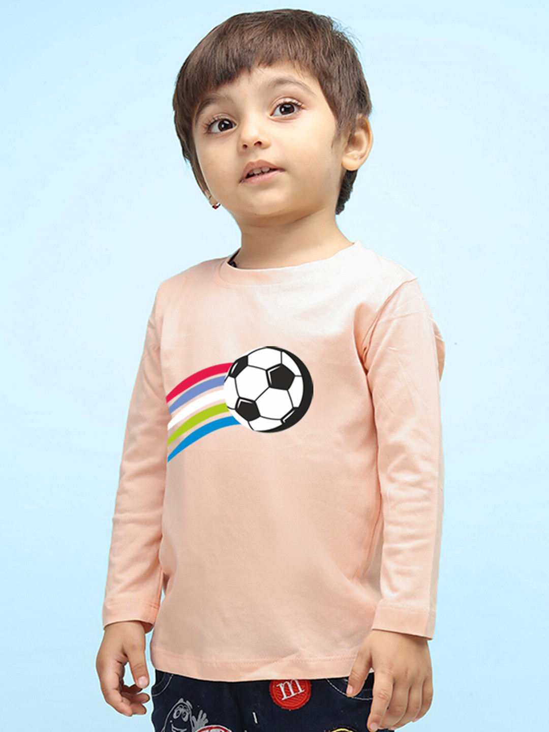 

NUSYL Kids Graphic Printed Pure Cotton T-shirt, Peach
