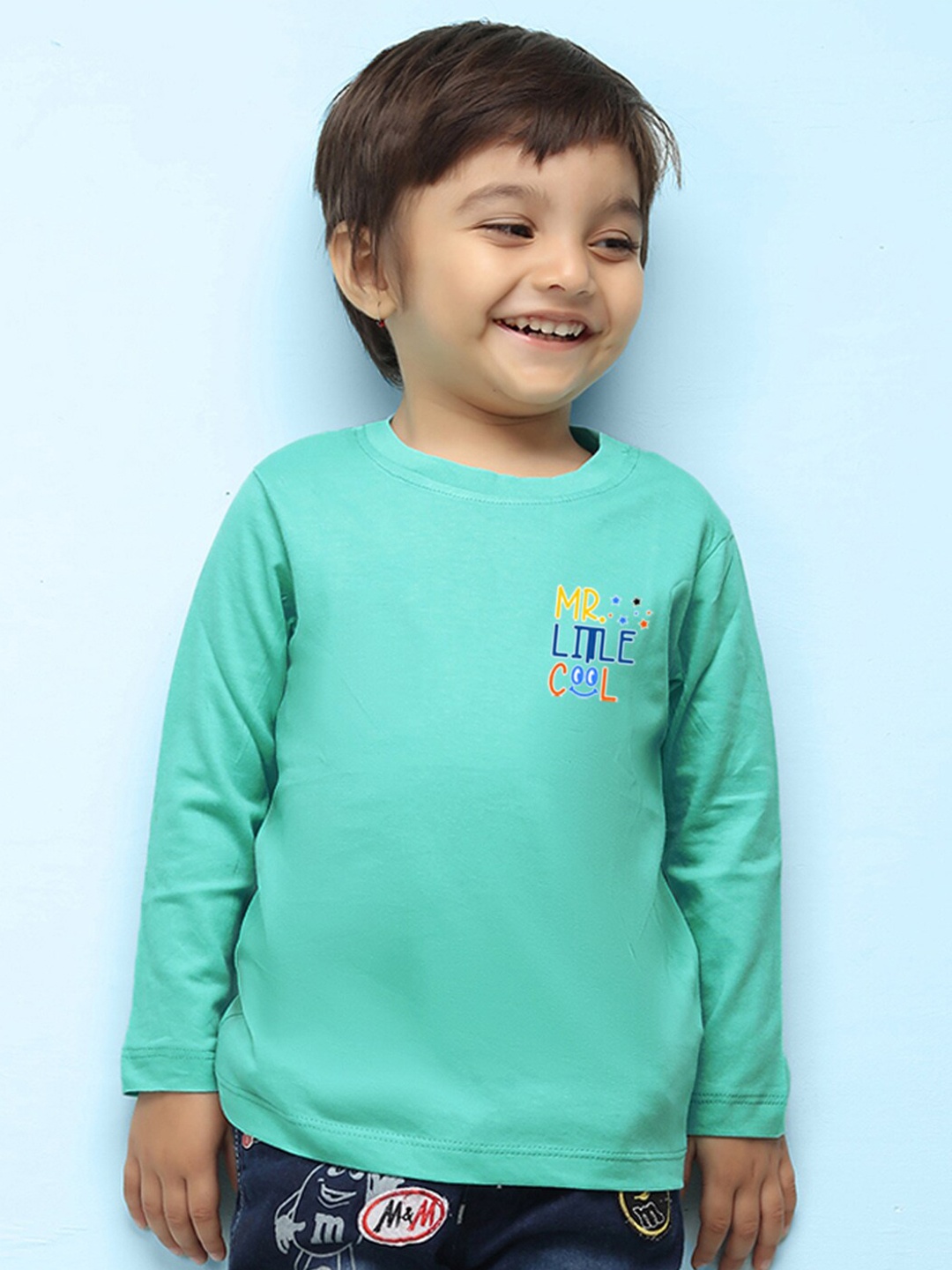 

NUSYL Kids Long Sleeves Typography Printed Pure Cotton T-shirt, Green