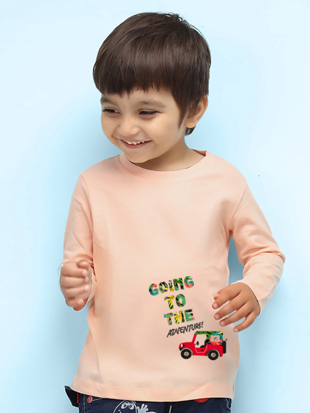 

NUSYL Kids Typography Printed Pure Cotton T-shirt, Peach