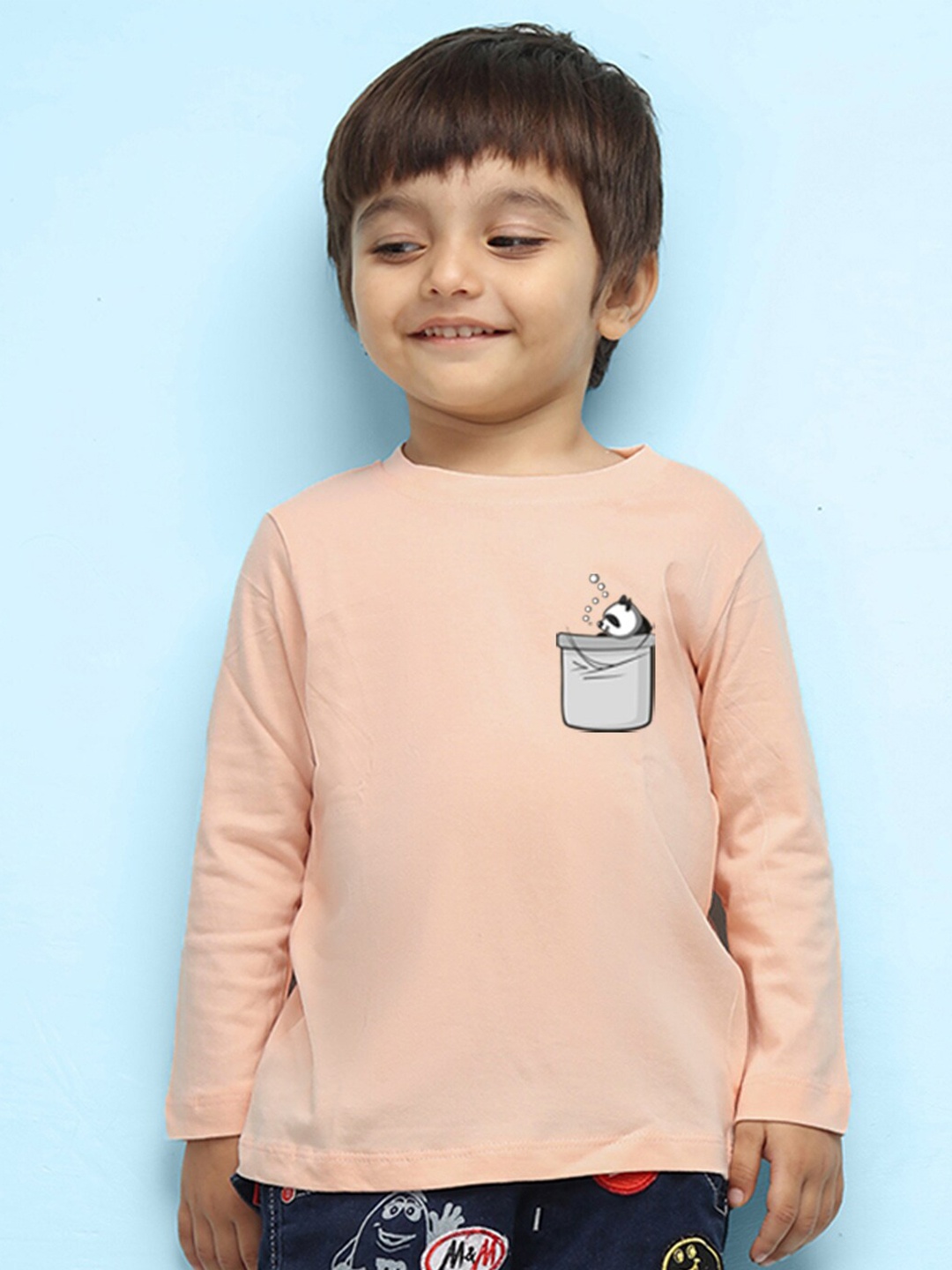 

NUSYL Kids Long Sleeves Pure Cotton T-shirt, Peach