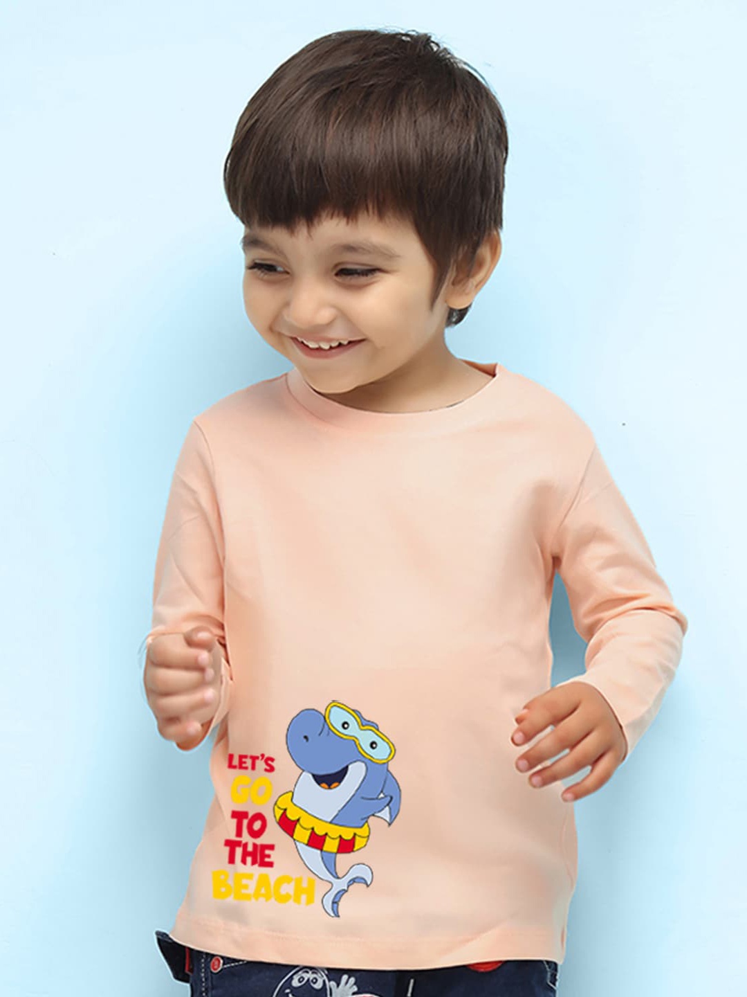 

NUSYL Kids Graphic Printed Pure Cotton T-shirt, Peach