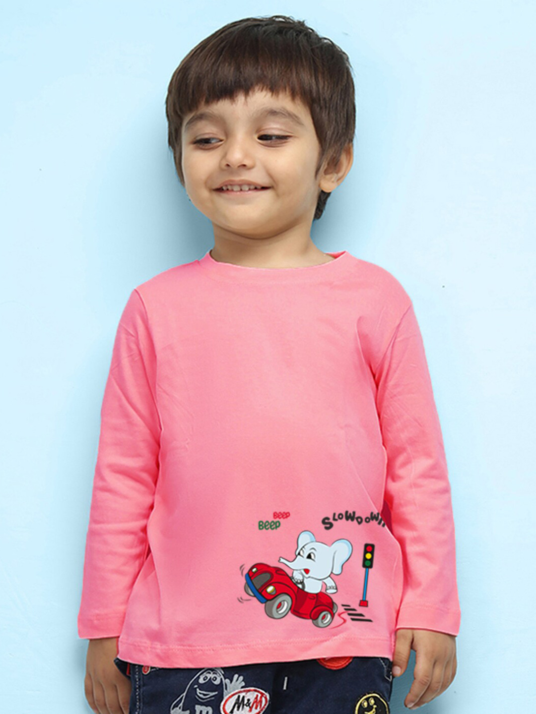 

NUSYL Kids Graphic Printed Pure Cotton T-shirt, Pink