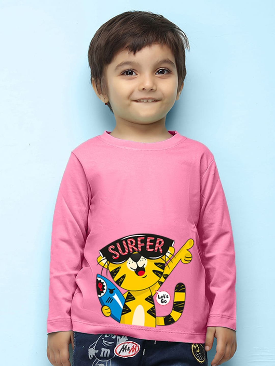 

NUSYL Kids Long Sleeves Graphic Printed Pure Cotton T-shirt, Pink