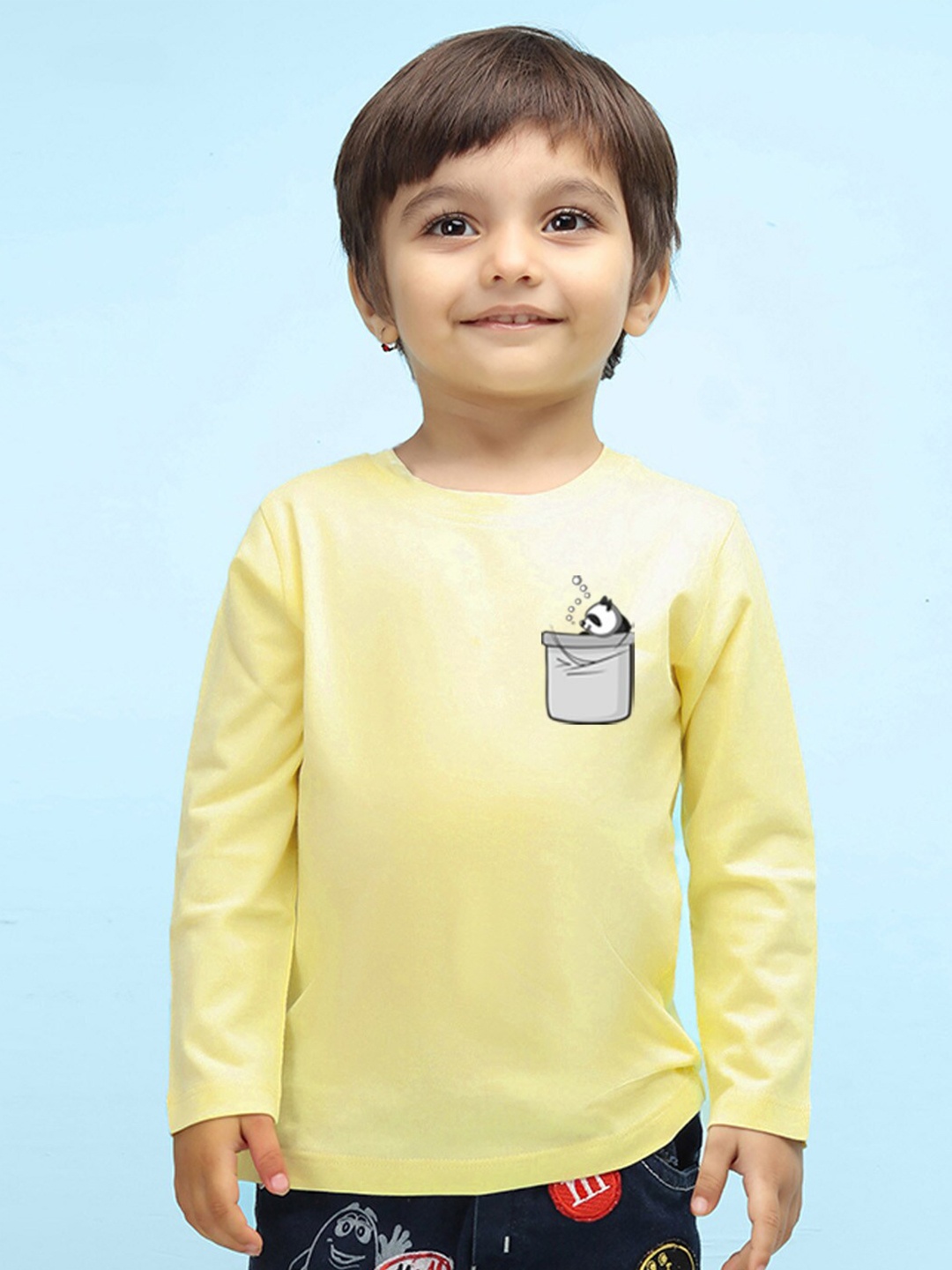 

NUSYL Boys Kung Fu Panda Printed Pure Cotton T-shirt, Yellow