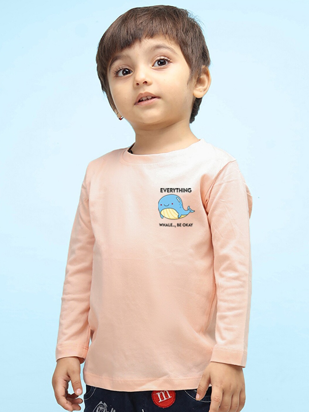 

NUSYL Kids Graphic Printed Pure Cotton T-shirt, Peach
