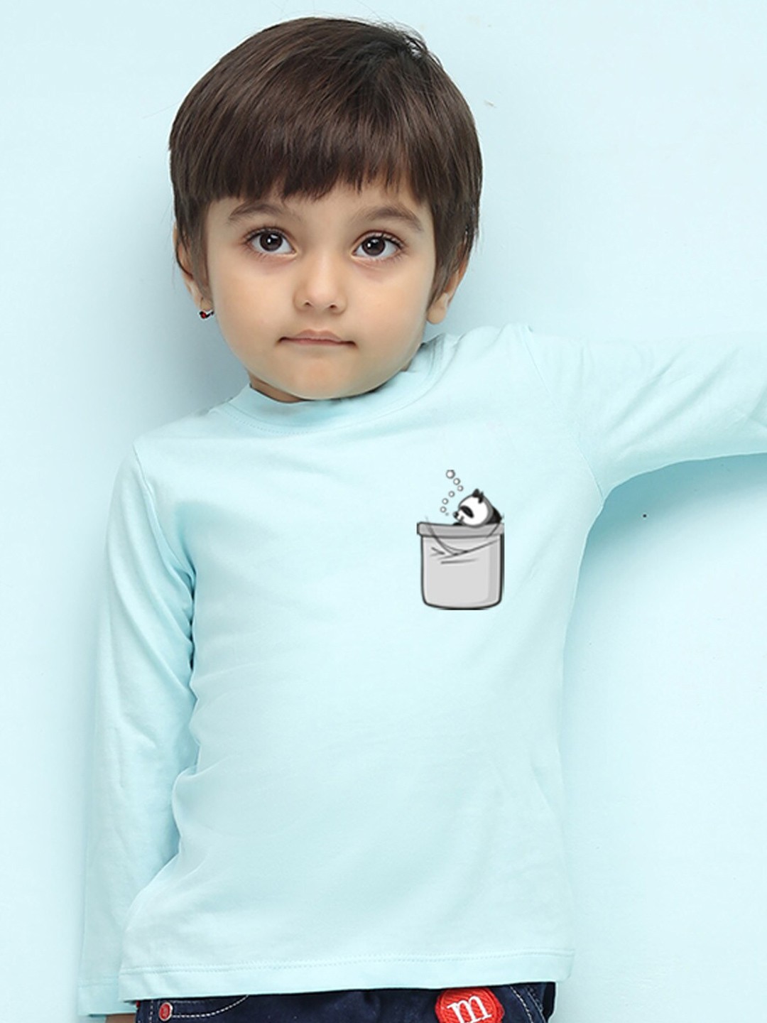 

NUSYL Boys Graphic Printed High Neck Pure Cotton T-shirt, Blue