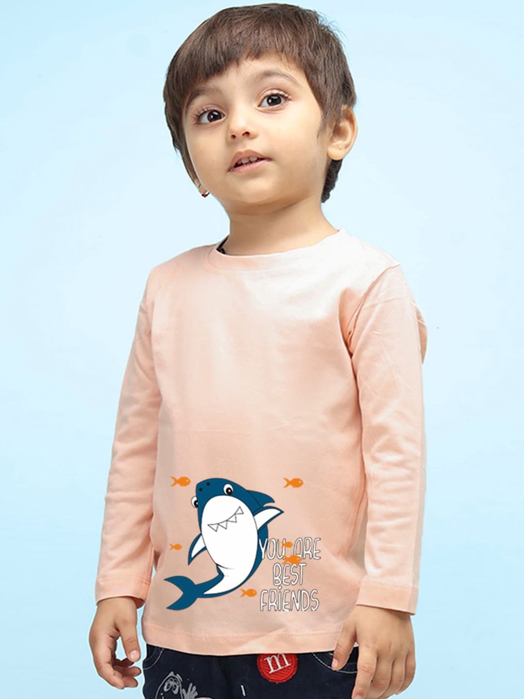 

NUSYL Infants Graphic Printed Long Sleeves Pure Cotton T-shirt, Peach