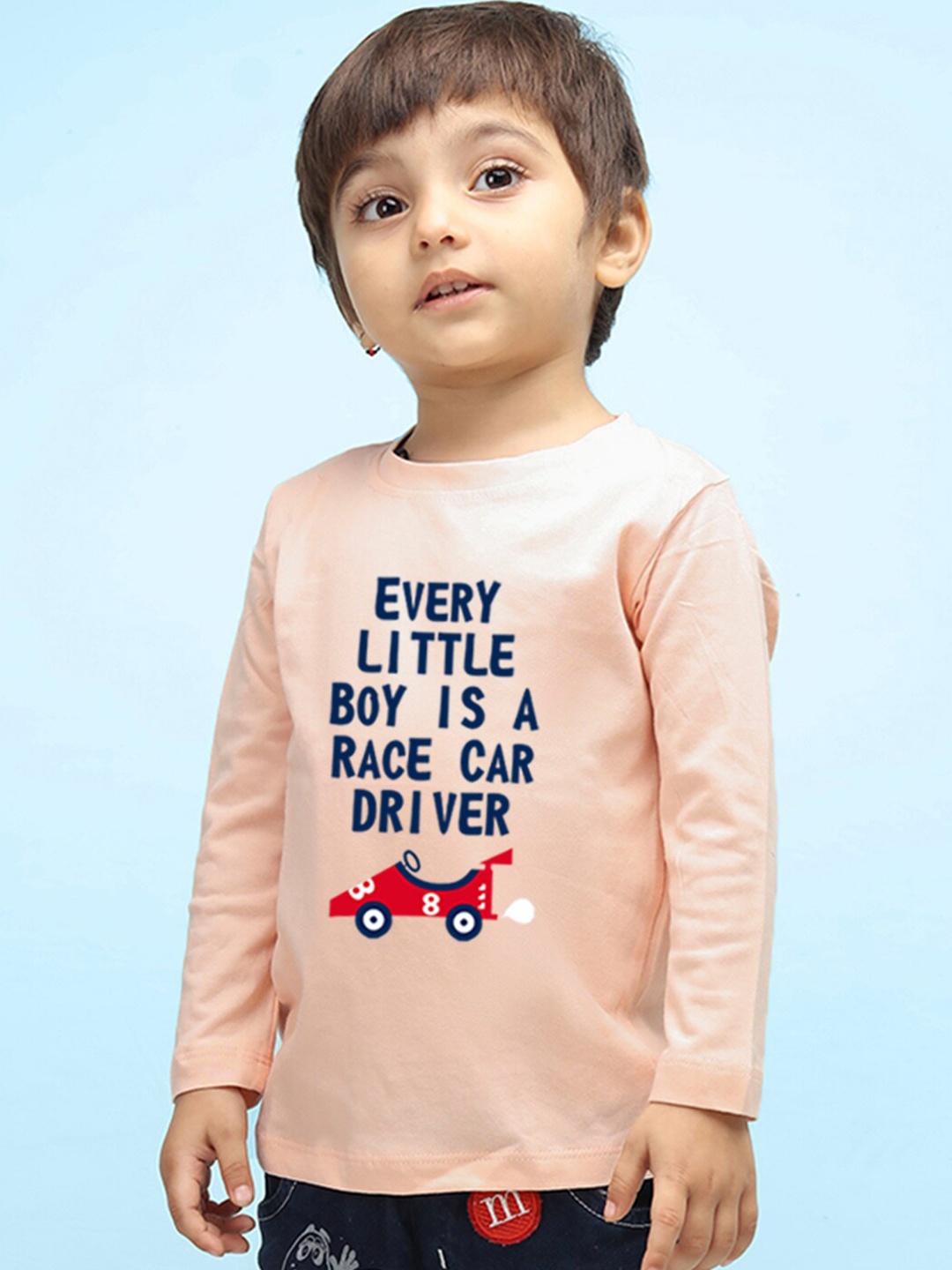 

NUSYL Kids Typography Printed Long Sleeve Pure Cotton T-shirt, Peach