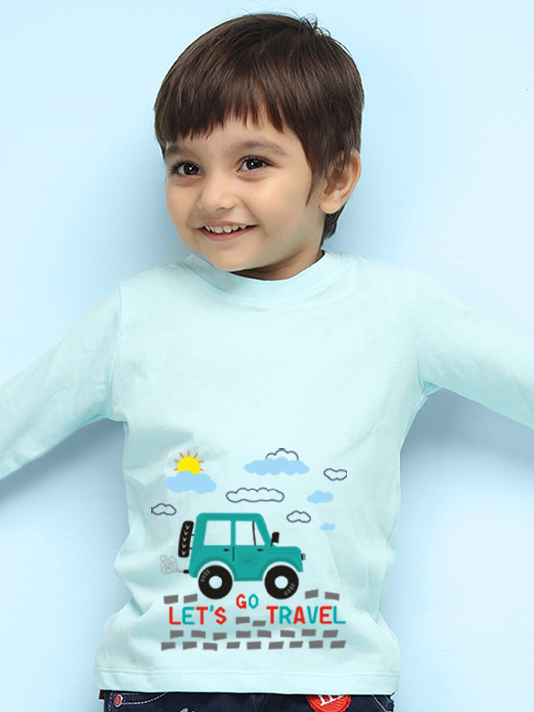 

NUSYL Kids Graphic Printed Pure Cotton T-shirt, Sea green