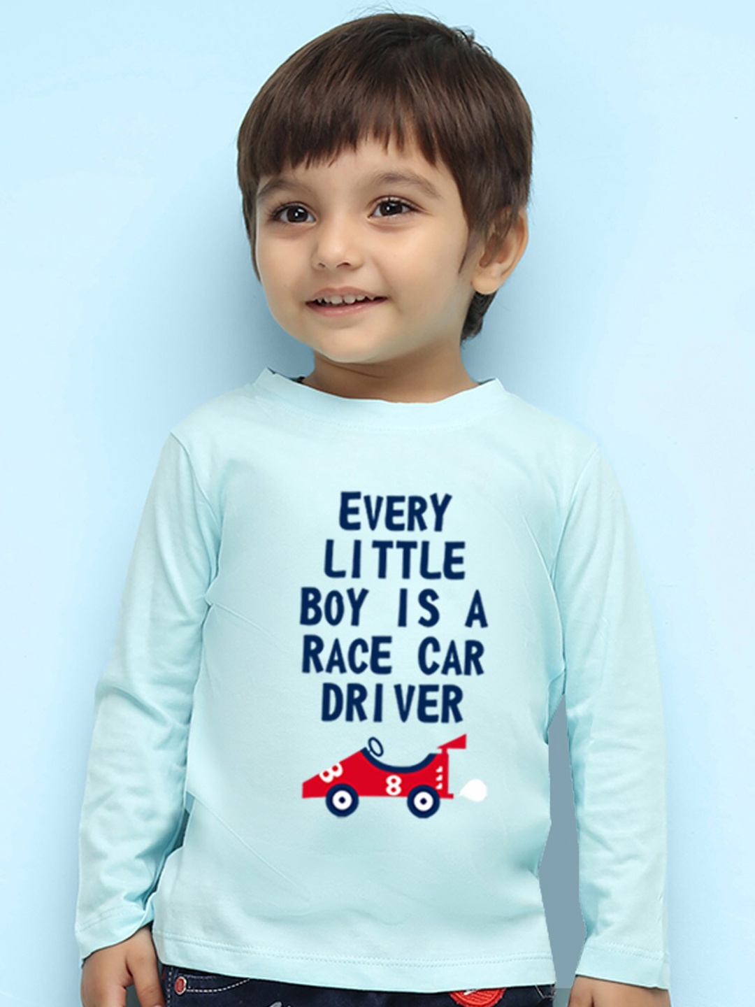 

NUSYL Kids Typography Printed Pure Cotton T-shirt, Blue