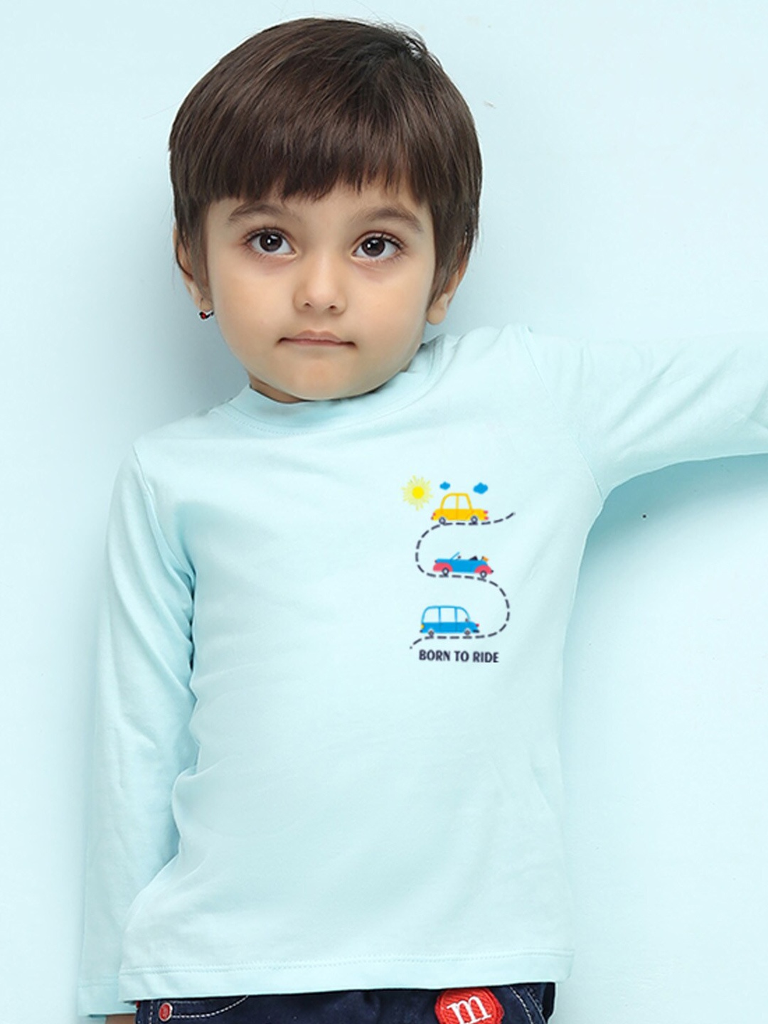 

NUSYL Kids graphic printed Long Sleeve Pure Cotton T-shirt, Blue