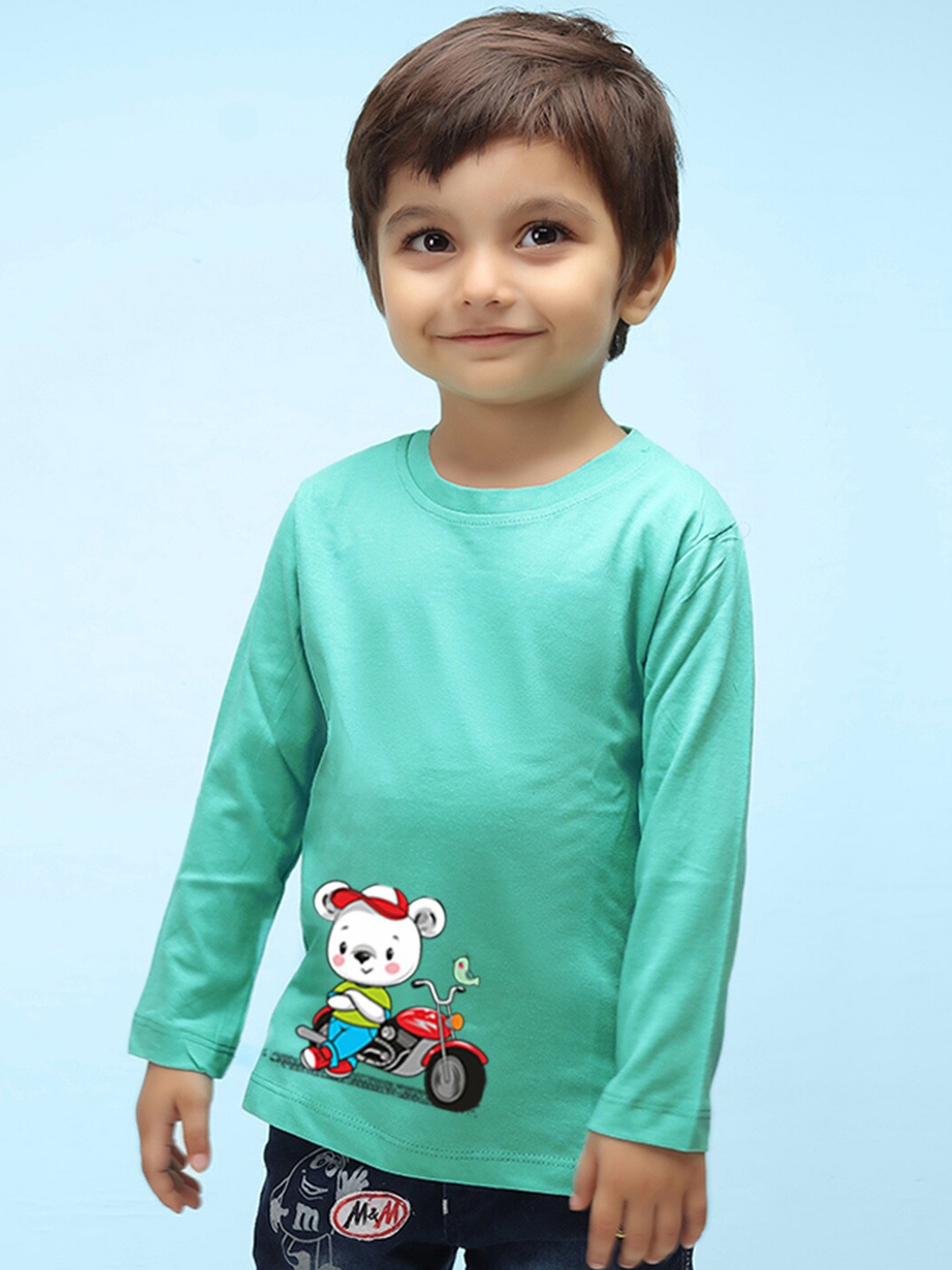 

NUSYL Kids Graphic Placement Printed Pure Cotton T-shirt, Sea green