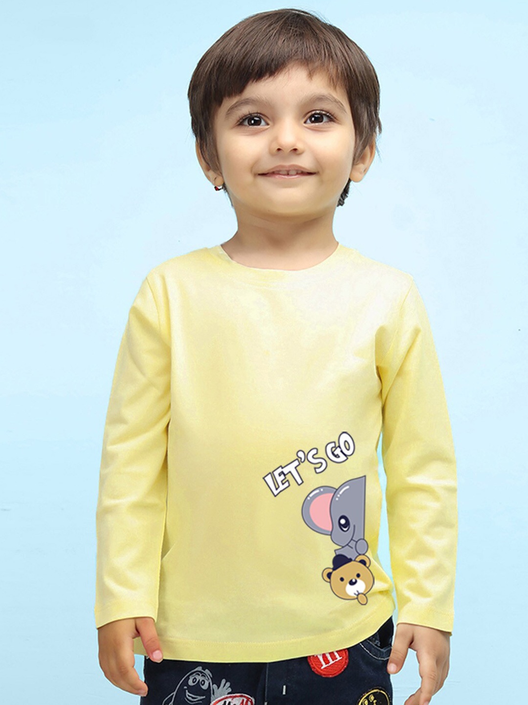 

NUSYL infants Kids Graphic Printed Pure Cotton T-shirt, Yellow