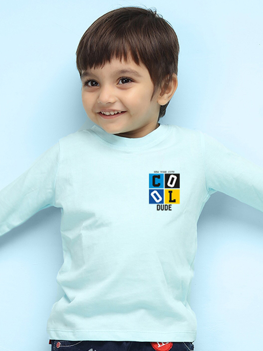 

NUSYL Boys Typography Printed Pure Cotton T-shirt, Blue