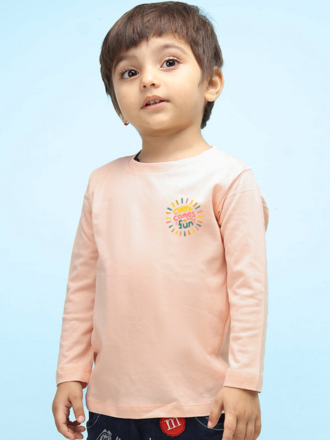 

NUSYL Kids Long Sleeve Pure Cotton T-shirt, Peach