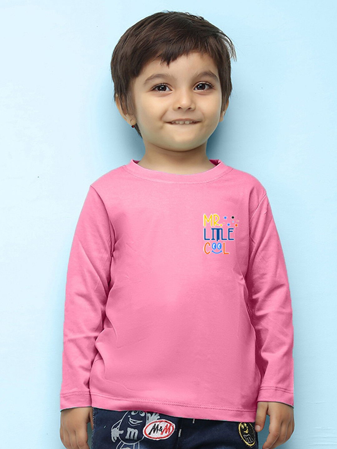

NUSYL Infant Kids Typography Printed Long Sleeves Pure Cotton T-shirt, Pink