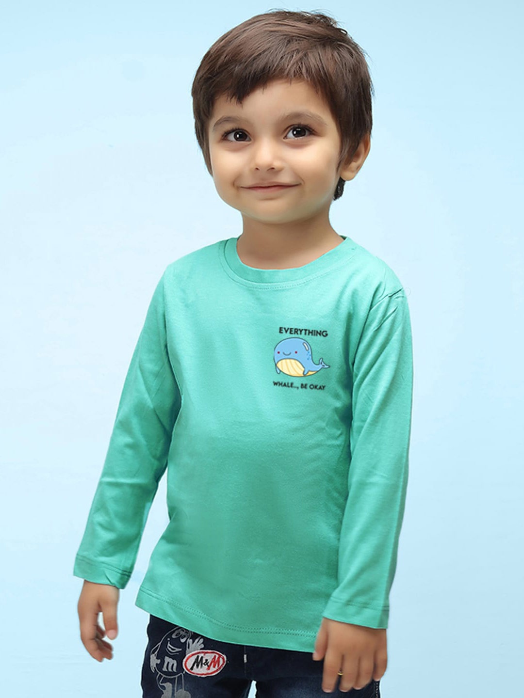 

NUSYL Kids Green Henley Neck Pure Cotton Outdoor T-shirt