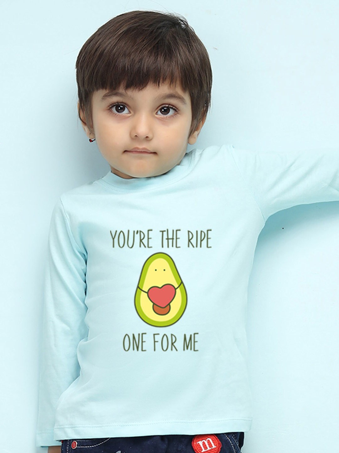 

NUSYL Kids Blue Printed V-Neck Pure Cotton Applique Outdoor T-shirt