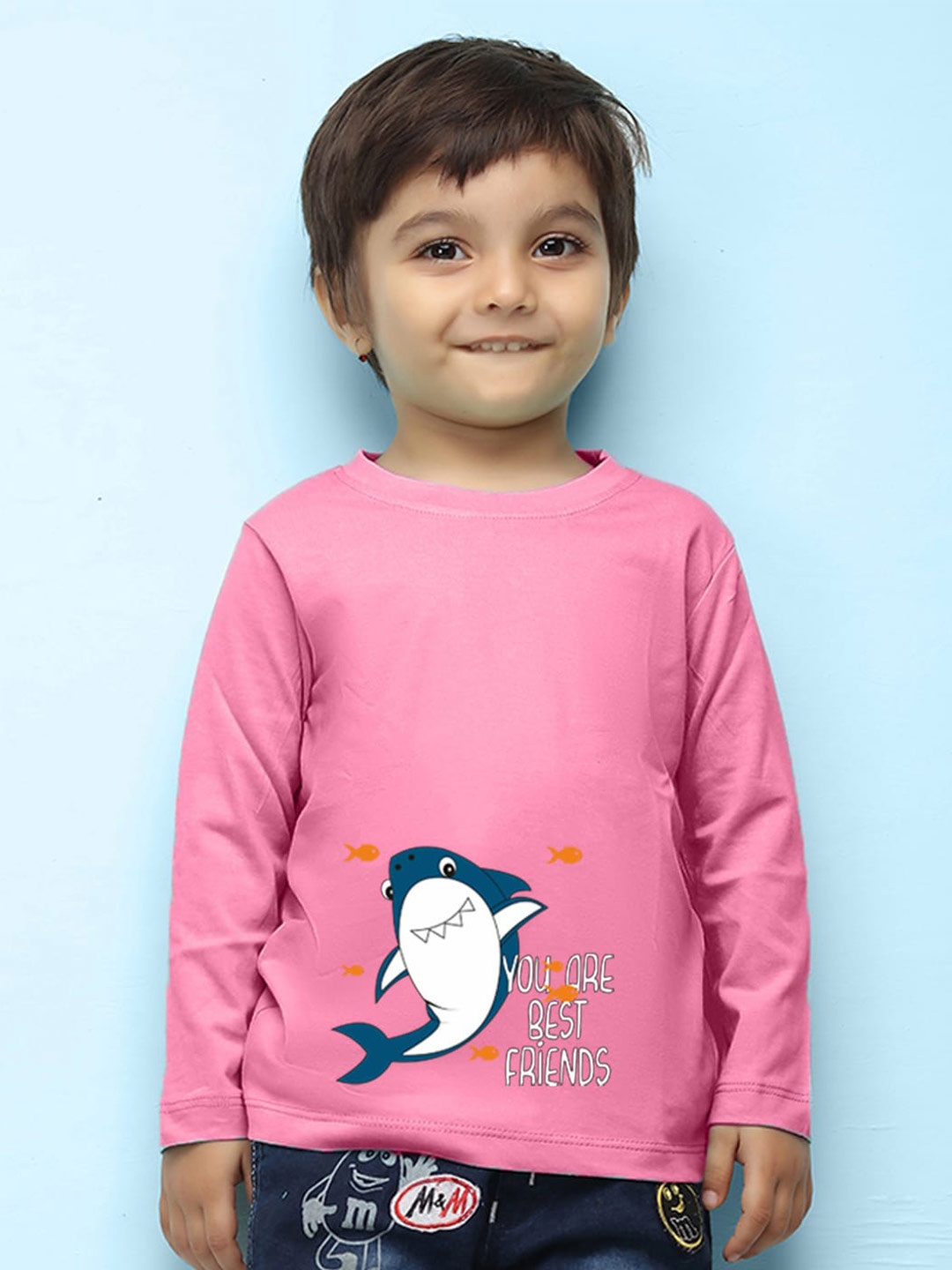 

NUSYL Kids Pink Extended Sleeves Pure Cotton Outdoor T-shirt