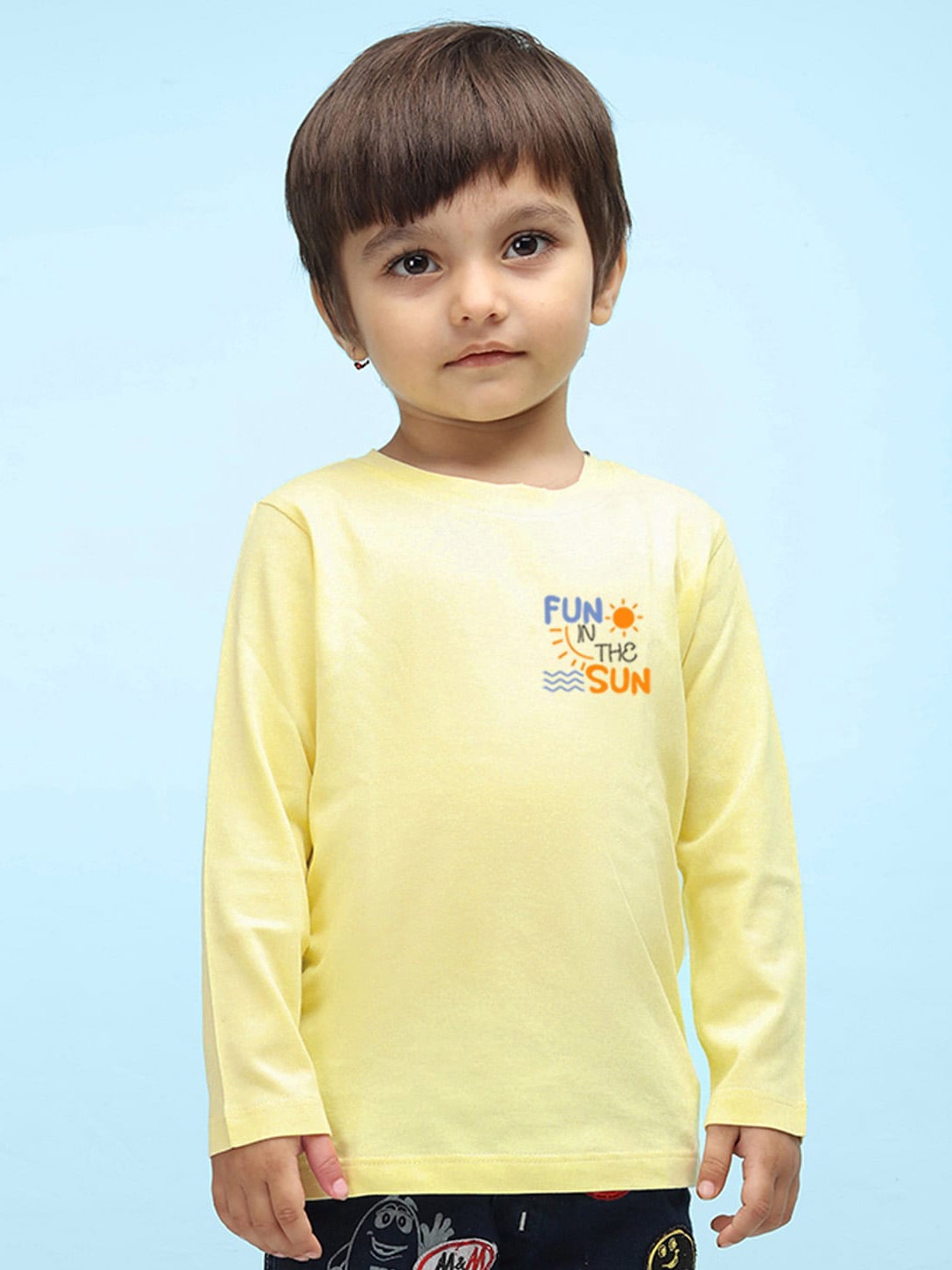 

NUSYL Kids Yellow Typography Pure Cotton Applique Outdoor T-shirt