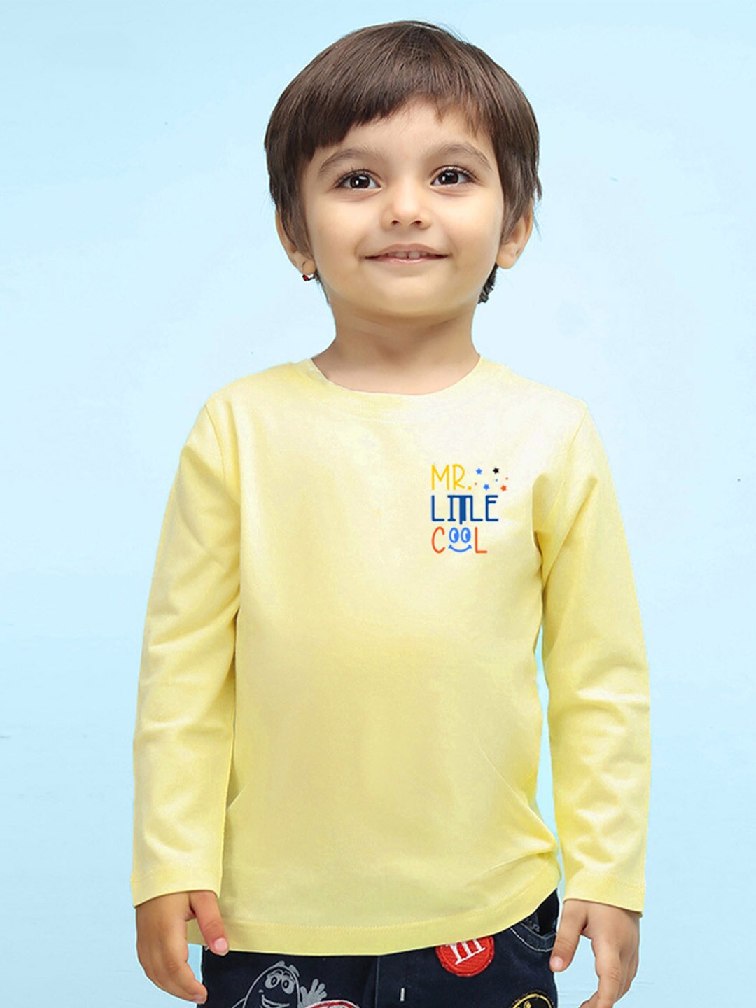 

NUSYL Kids Yellow Typography Pure Cotton Outdoor T-shirt