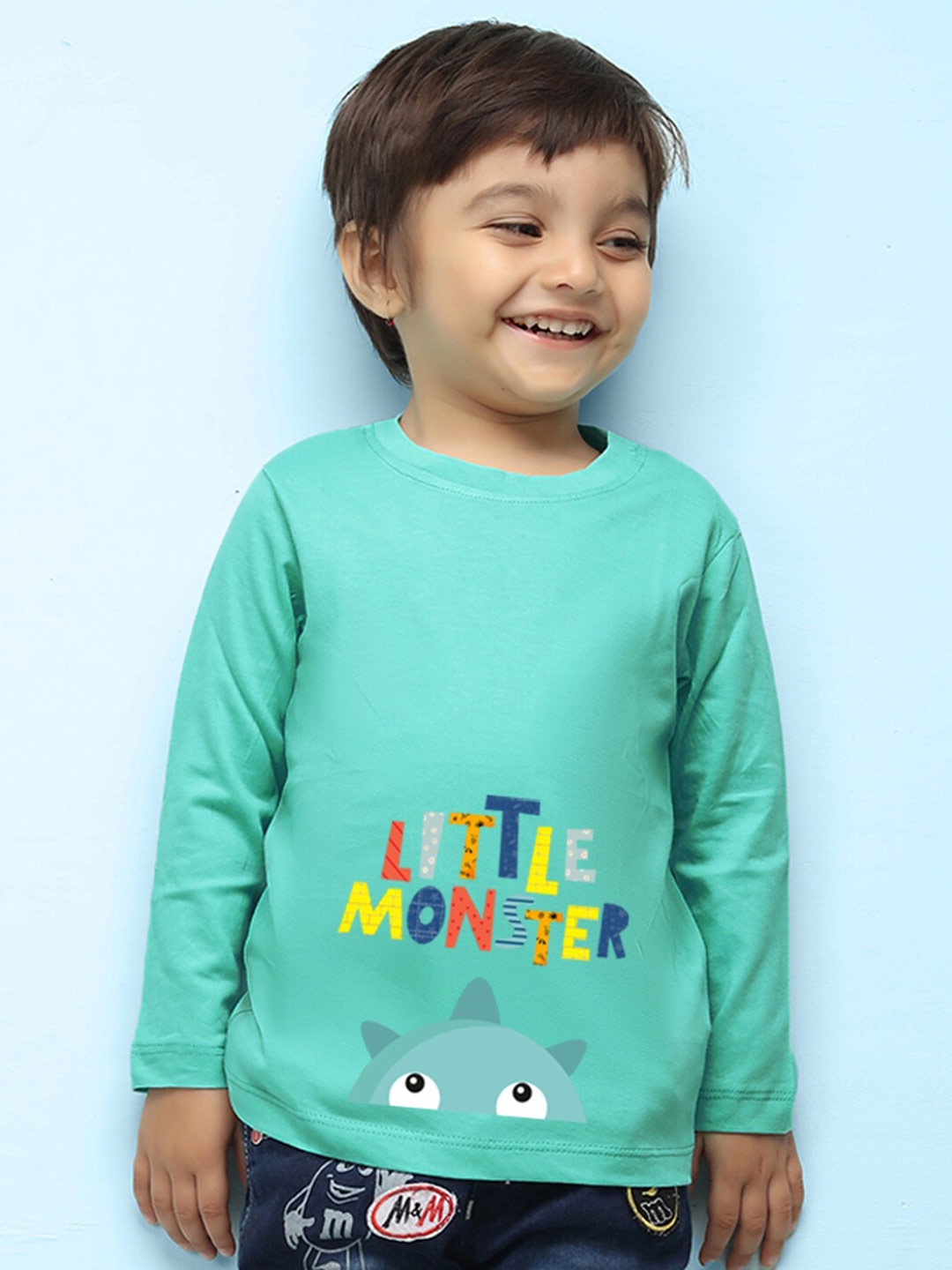 

NUSYL Kids Green Typography Printed High Neck Pure Cotton Applique Outdoor T-shirt