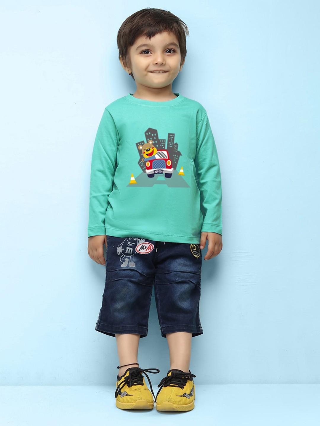 

NUSYL Boys Graphic Printed Pure Cotton T-shirt, Green