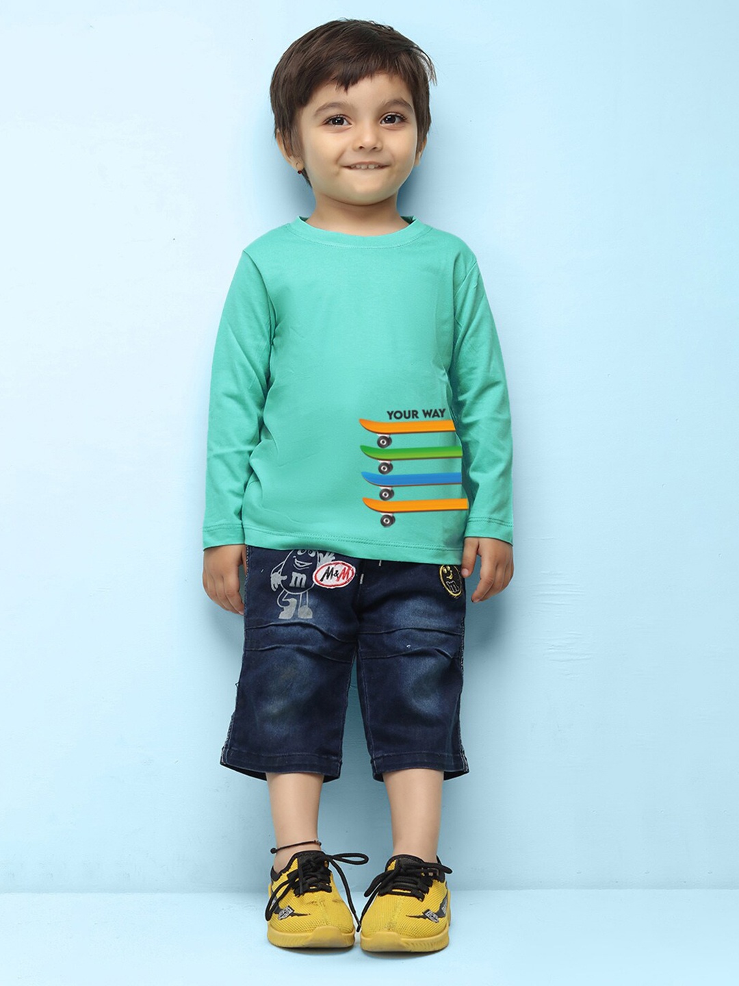 

NUSYL Kids Graphic Printed Pure Cotton T-shirt, Green