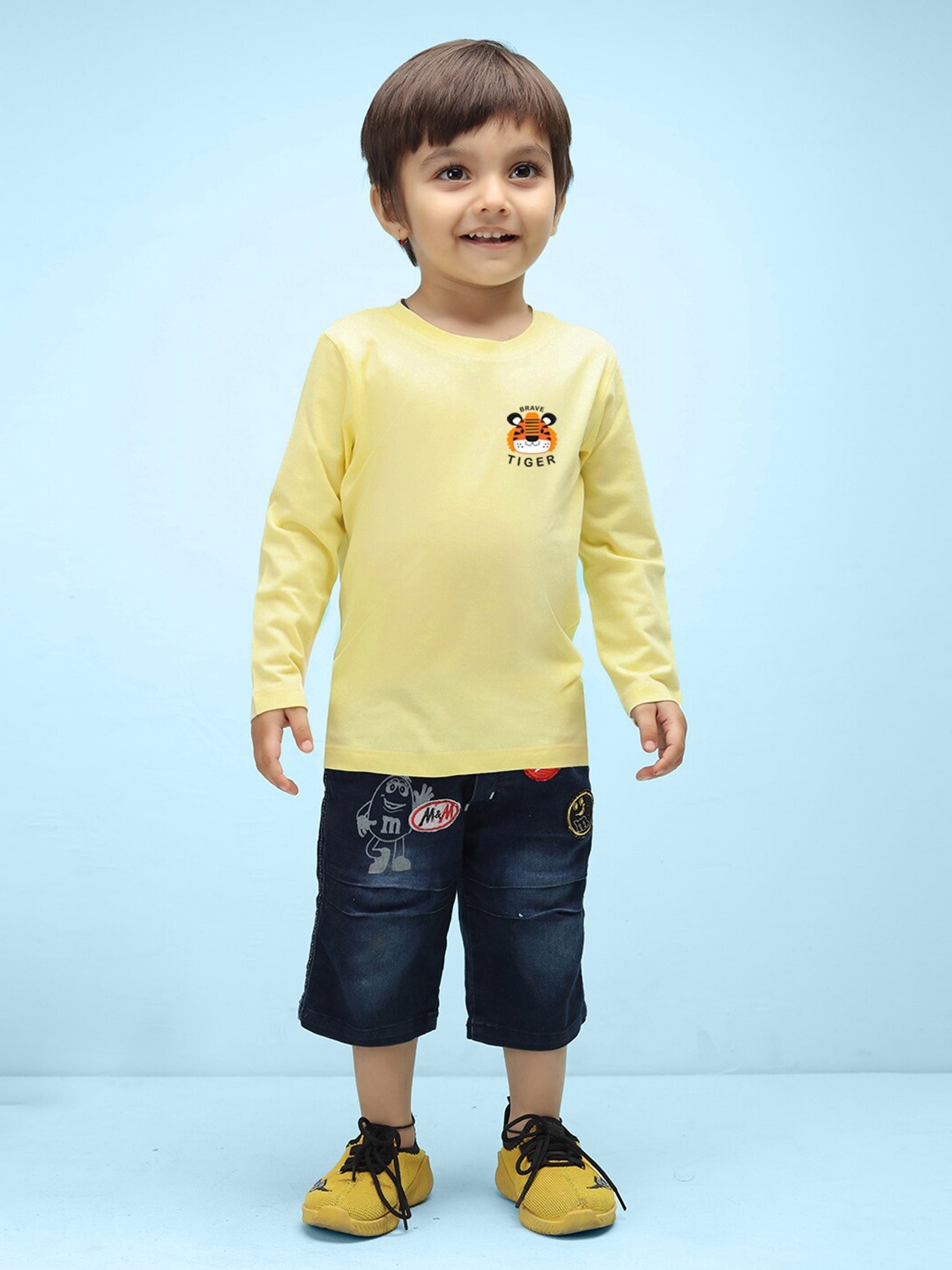 

NUSYL Infant Kids Graphic Printed Long Sleeves Pure Cotton T-shirt, Yellow