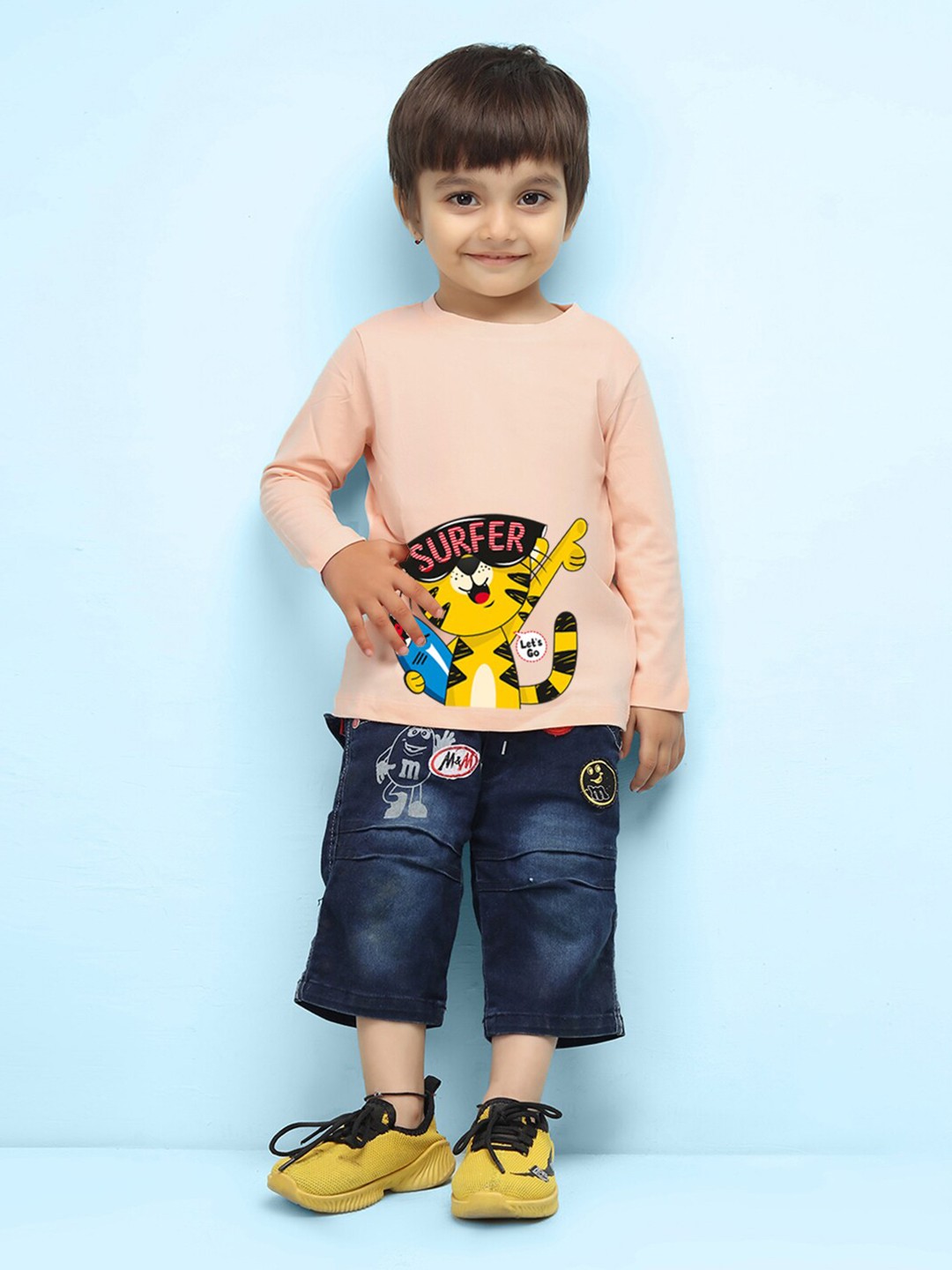 

NUSYL Kids Graphic Printed Pure Cotton T-shirt, Peach