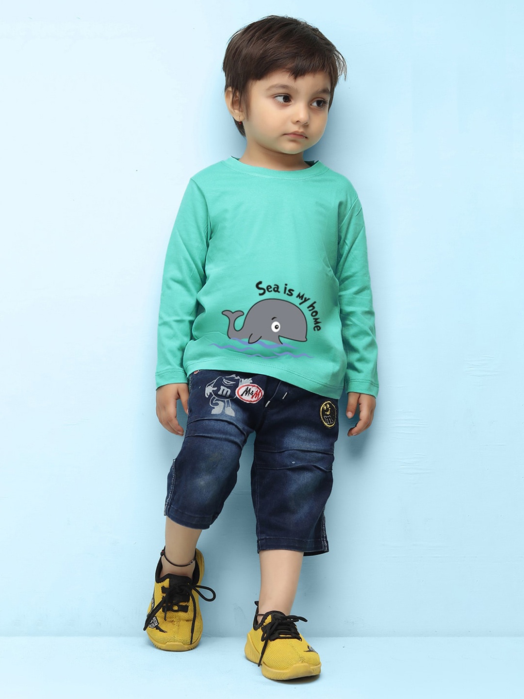

NUSYL infants Kids Graphic Printed Pure Cotton T-shirt, Turquoise blue