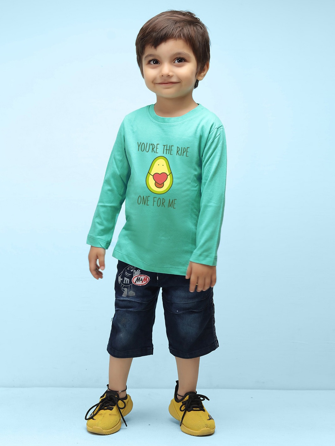 

NUSYL Boys Typography Printed Pure Cotton T-shirt, Green