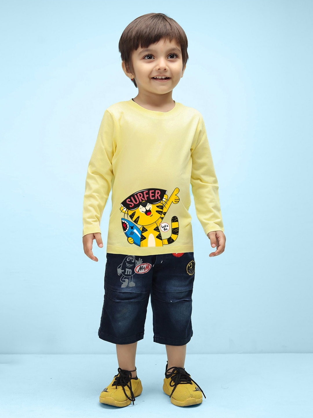 

NUSYL infants Kids Graphic Printed Pure Cotton T-shirt, Yellow