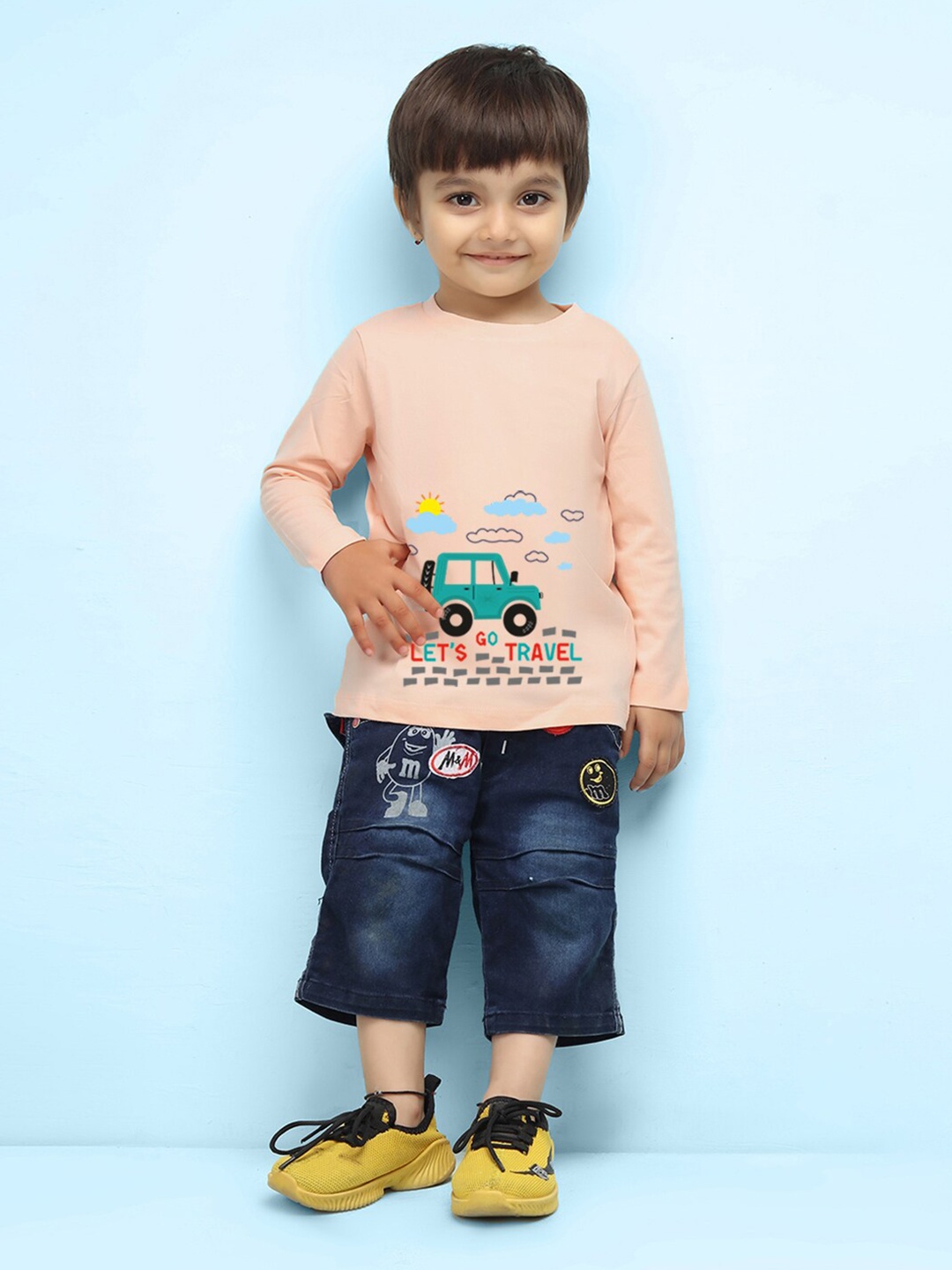 

NUSYL Boys Graphic Printed Pure Cotton T-shirt, Peach