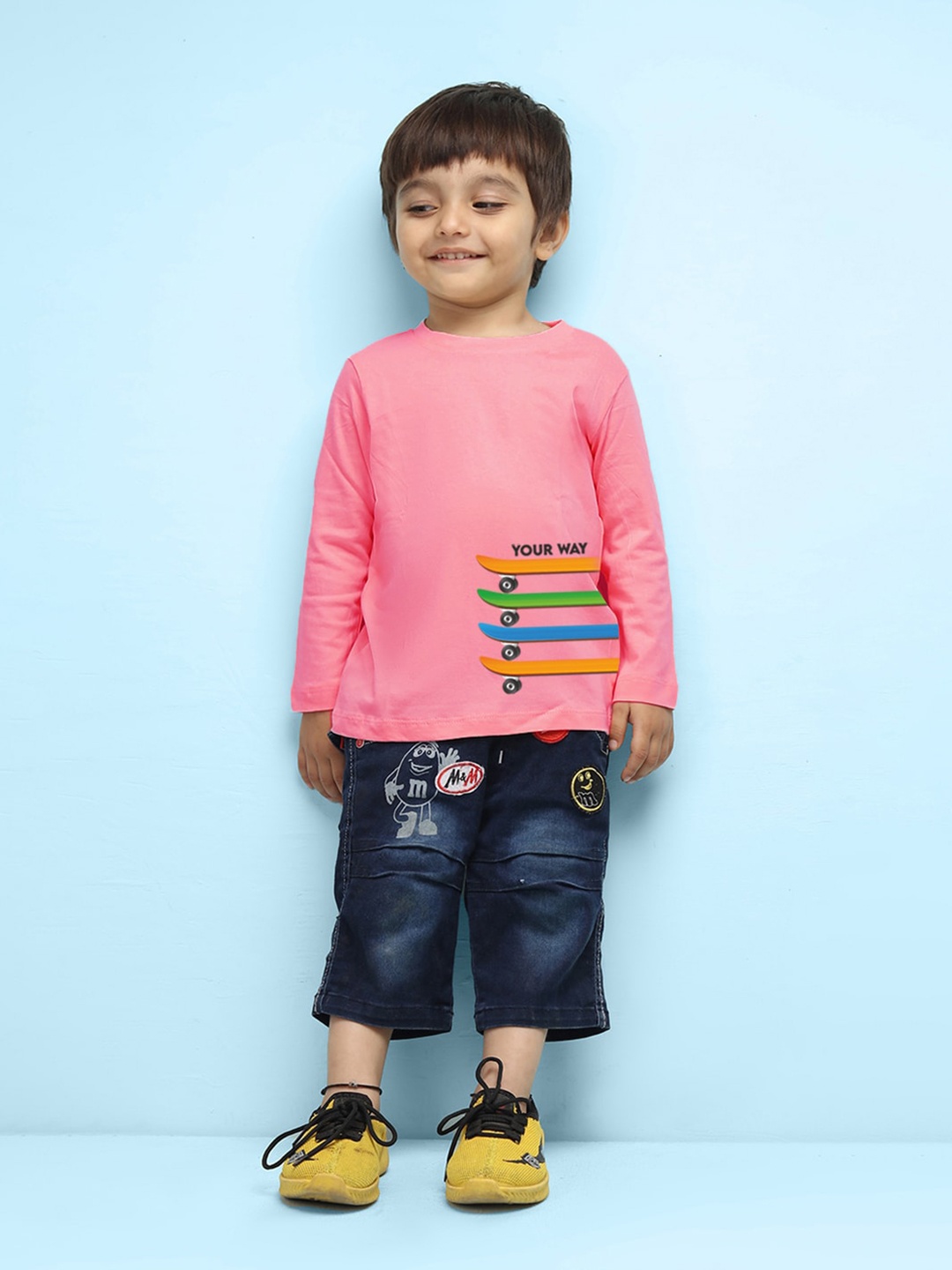 

NUSYL Kids Graphic Printed Pure Cotton T-shirt, Pink