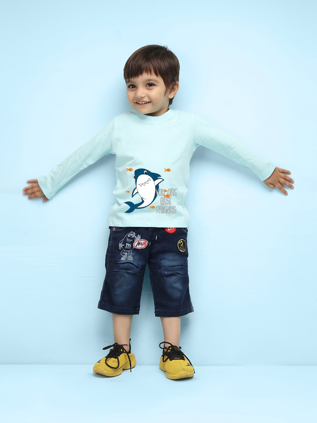 

NUSYL infants Kids Graphic Printed Pure Cotton T-shirt, Blue