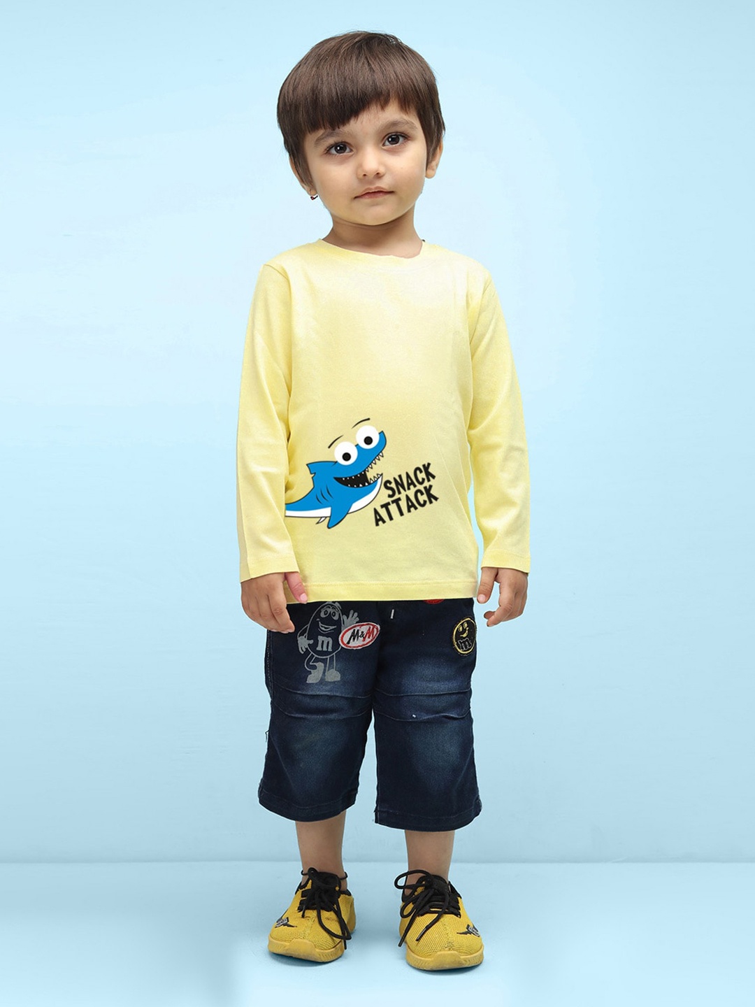 

NUSYL infants Kids Graphic Printed Pure Cotton T-shirt, Yellow