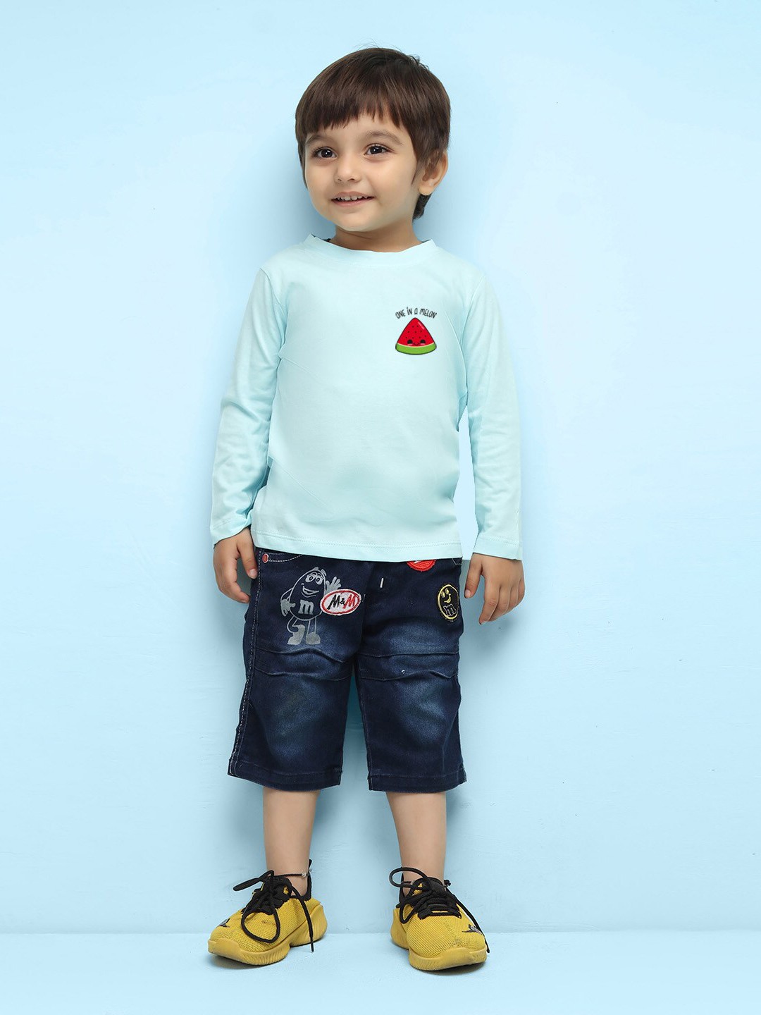

NUSYL Kids Placement printed Long Sleeve Pure Cotton T-shirt, Blue